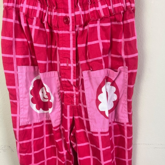 Lucy & Yak Jumpsuit Button Sz XS Sleeveless Flower Geometric Pink Pockets - Picture 7 of 15